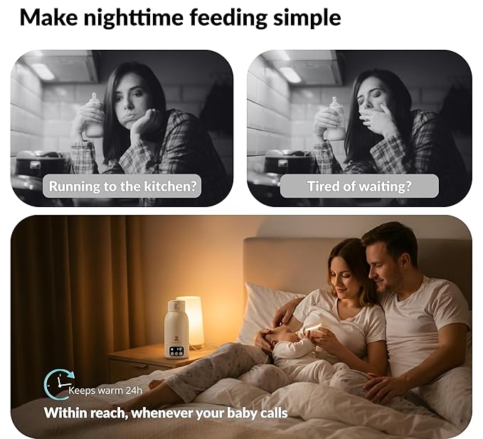 Portable Bottle Warmer 17oz – Baby Bottle Warmer for Breast Milk & Formula, Fast Heating with Smart Temperature Control, Long Battery Life, Cordless for Travel, Car & Outdoor Baby Feeding