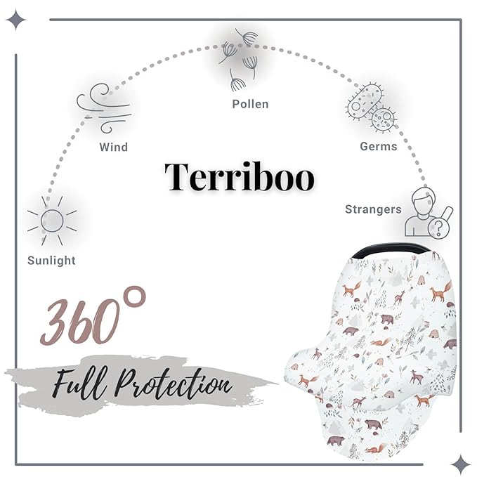 Nursing Cover for Newborn Breastfeeding Multi Use Infant Stroller Canopy Unisex Baby Car Seat Cover for Baby Boy and Girl (Animal 2)