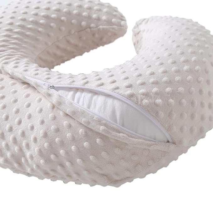 Nursing Pillow Cover Breastfeeding Pillow Cases Plush Dot Slipcover Pillow Sham (Beige)