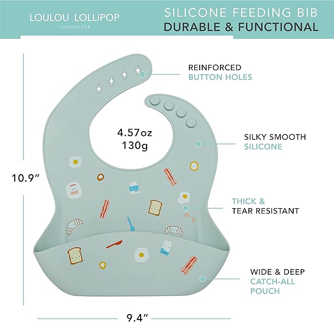 Loulou Lollipop Soft, Waterproof Silicone Feeding Bib for Babies and Toddlers