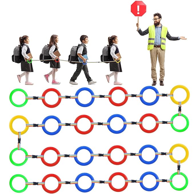 Berlune 36 Pack Walking Ropes Preschool Kids Child Toddlers Wrist Leash Walking Rope for Kids Colorful Line and Safety Loop Detachable Transition Rope for Children's School Kindergarten Outdoor Supply