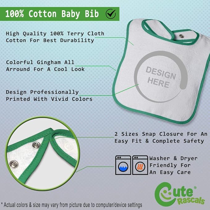 Custom Toddler & Baby Bibs Burp Cloths Heart Flag Soccer Ball Argentinian Soccer Argentina Football Cotton Baby Items for Baby Girl & Boy White Green Custom Text Here