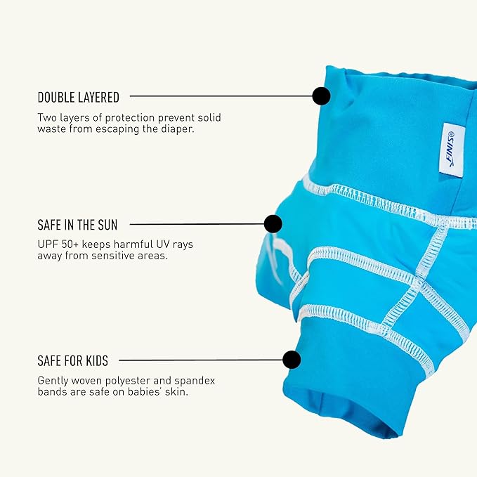 FINIS Double Swim Diaper for Babies & Toddlers - Reusable - Double-Layered Protection - UPF 50 & Up - Caribbean 2XL