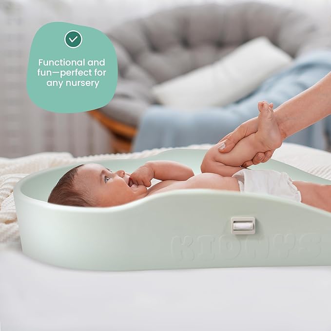 Waterproof Baby Changing Pad - Contoured Diaper Changing Station - High Safety Edges & Adjustable Belt - Easy Wipe Clean PU Foam - Non-Slip Portable Changing Mat for Nursery Dresser - SageGreen