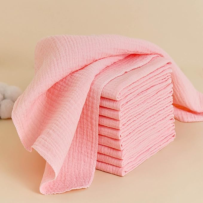 8X Cotton Gauze Baby Diapers Ultra-Thin Breathable Baby Nappy Washable Reusable Soft Baby Towels 43x45cm White/Blue/Pink Cloth Diapers with Snaps
