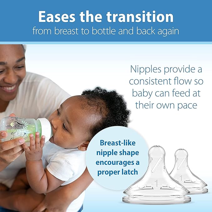Dr. Brown’s Natural Flow® Anti-Colic Options+™ Wide-Neck Baby Bottle, Jungle Design, 5 oz/150 mL, Level 1 Nipple, 2-Pack, 0m+ with Infant Gripebelt Heated Tummy Wrap for Gas Relief, Panda, 0-3m