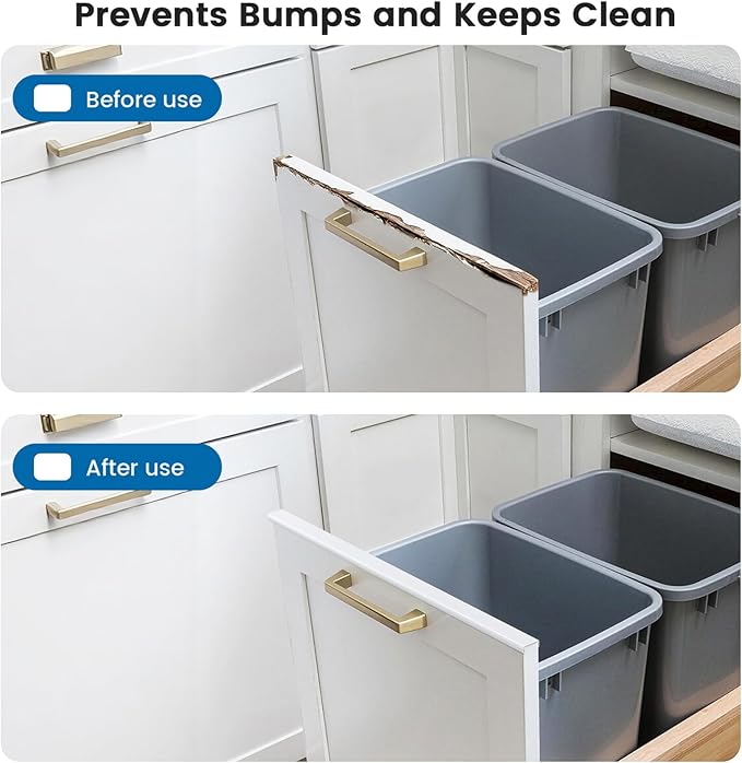 6 Pack 18" Length Cabinet Door Protector Edge Guard, 3/4" Thick Slip-On Cabinet Edge Protector, Plastic Edge Protectors for Kitchen Cabinet Trash Drawer, White