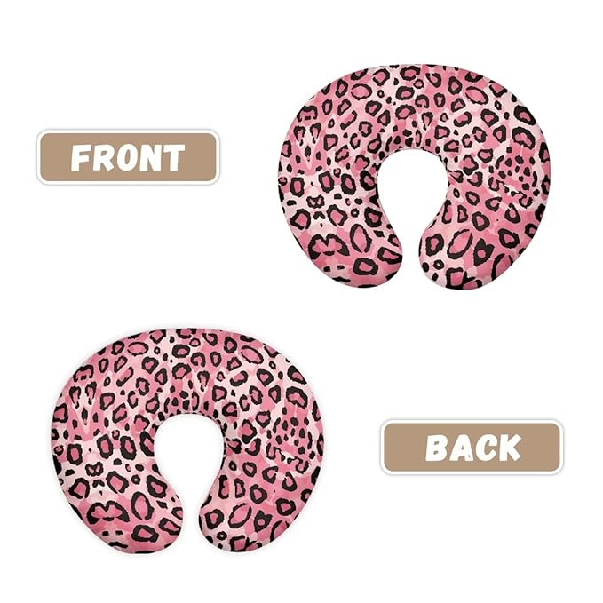 Jeiento Pink Leopard Print Pillow Cover for Nursing Pillow Premium Quick-Dry Fabric Cover for Breastfeeding Pillowcase with Hidden Zipper,Machine Washable