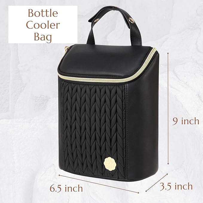 Baby Bottle Cooler Bag with Adjustable Straps to Fits Stroller or Diaper Bag,Insulated Baby Bottle Bag for Nursing Moms Daycare or Travel (Black)