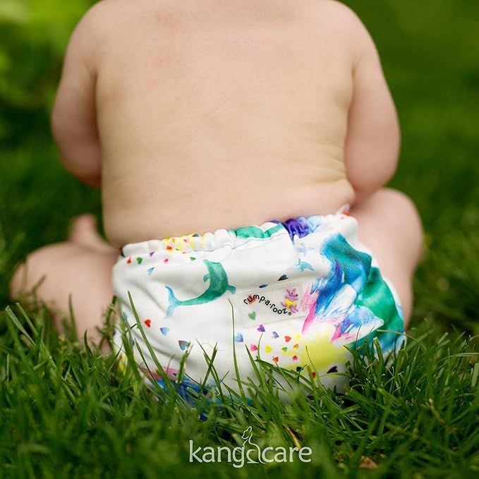 Kanga Care Rumparooz G3 Stay Dry Cloth Diaper Reusable One Size Pocket Diaper Patented Inner Double Gusset 2 pcs Microfiber Insert Soaker (6-55+ lbs) - Lava