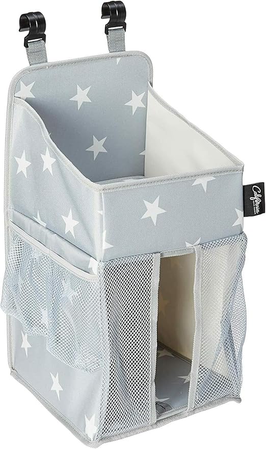 Star Pattern Diaper Caddy and Nursery Organizer for Newborn Baby Essentials, Hang on Crib, Baby Bed. Changing Table or wall. Multiple Pockets to Store Wipes, Creams, Lotions, Toys and more.