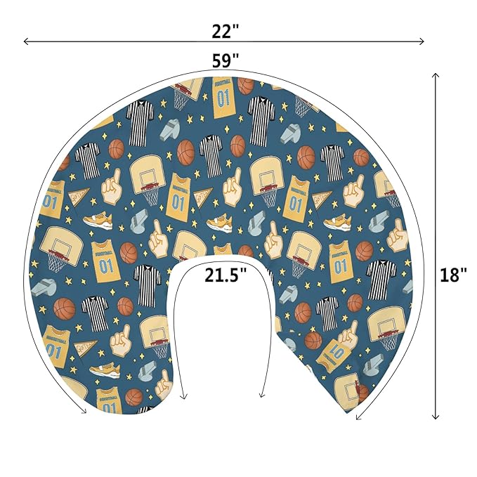 Basketballs Baby Nursing Pillow Covers for Boy Girl Basketballs Fan Stars Suits Nursery Pillowcase for Breastfeeding Pillows Outdoor Sports Lovers Gift Soft Stretchy Slipcover for Newborn Infant