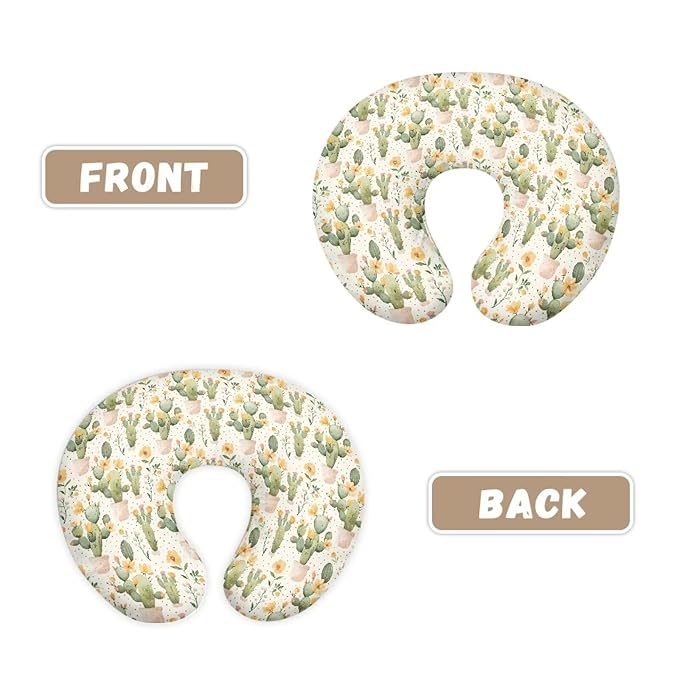 Cactus Nursing Pillow Cover Mushrooms Stretchy Removable Cover for Breastfeeding Pillows Cactus Soft Comfortable Slipcover Snug Fits On Infant Nursing Pillow
