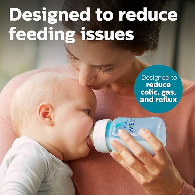 Philips Avent Anti-Colic Bottle with AirFree Vent,9oz,with Flow 2 Nipples,1m+,Blue,SCY703/24,(Pack of 24)