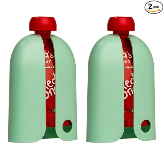 Kindertrekk™ The Swedish Squeeze Pouch Holder - 2pack | The Baby Product You Didn't Know You were Missing | Enjoy a Snack on The Go | No More Messy Clean-ups | Fits Most Squeeze Pouches | Age 9month+