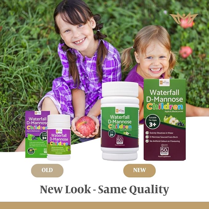 Waterfall D-Mannose Children - Apple & Blackcurrant - Infant D-Mannose - Suitable for Girls & Boys | 50g / 1.76oz