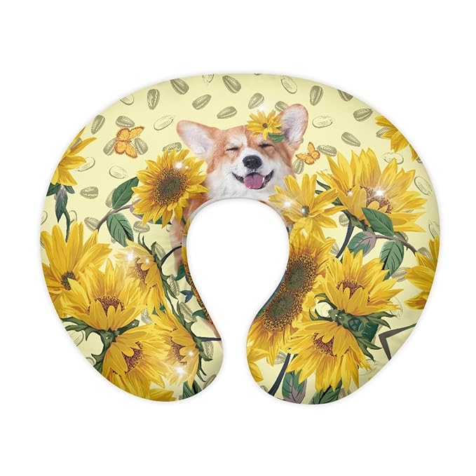 Forchrinse Sunflower Corgi Nursing Pillow Cover for Newborns and Baby,Soft Fabric Breastfeeding Pillow Slipcover Boys Girls Cushion Protector,Easy to Care