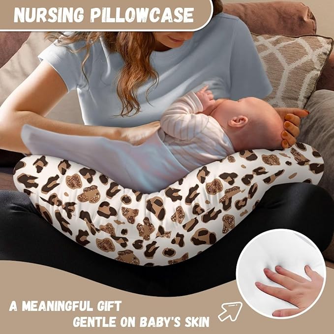 Nursing Pillow Cover with Zipper Covers Brown Leopard Ultra Soft Breastfeeding Cover for Nursing Pillow Unisex Nursing Pillow Slipcovers Machine Wash & Quick Dry