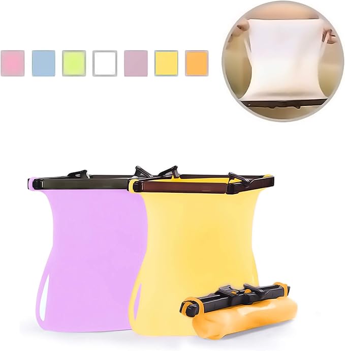 Reusable Silicone Stand-Up Food Storage Bags (Set of 3) Microwave Freezer Dishwasher Safe Bags (Orange + Yellow + Purple, 33 Oz)