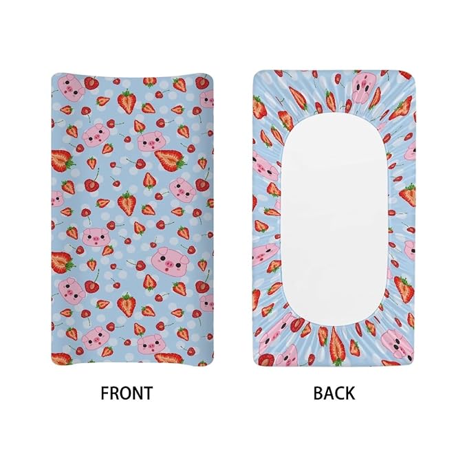 Straberry Baby Changing Pad Cover Cute Pig Newborn Changing Table Cover Girls Boys Diaper Table Change Mat Sheet Cover Soft Breathable