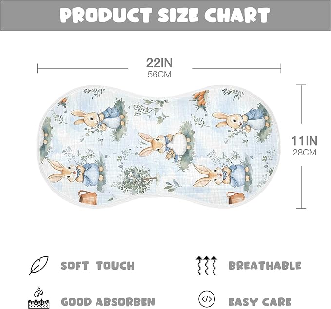 vvfelixl Peter Bunny Friend Burp Cloths for Baby Boy Girls Baby Washcloths Burp Rags 1 Pack