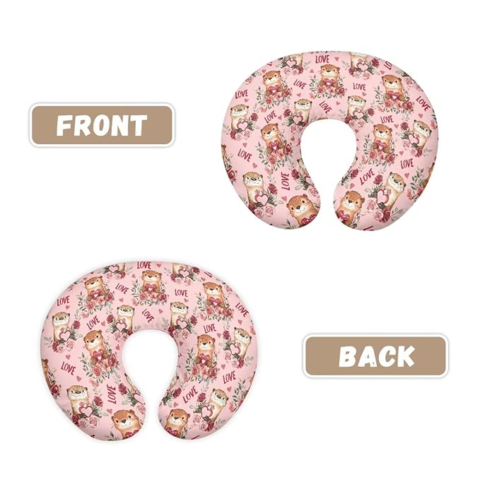 Jeiento Rose Flower and Otter Nursing Pillow Covers,Pillowcase Premium Quick-Dry Fabric Cover for Baby Girl and Boys Breastfeeding Pillowcase