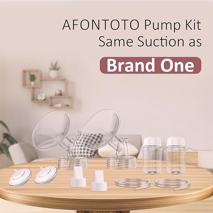 Pump Parts Compatible with Spectra S1/S2/9Plus Breastpump, 4 Set Replacement Pump Parts for Spectra Include 13mm Flange, Duckbill Valve, Backflow Protector, Tube, Bottle, Not Original Accessories