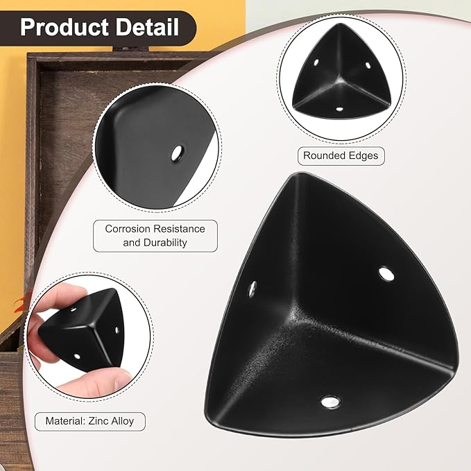 uxcell 8PCS Metal Corner Protector 1.5 x 1.5 x 1.5 Inch Box Edge Guard Protector Zinc Alloy Cabinets Speaker Corners Protector for Furniture Decorative (Black)