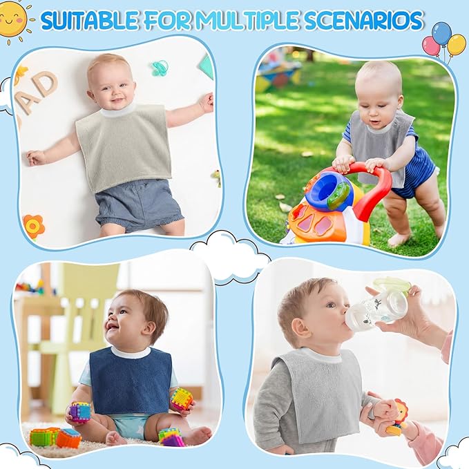 Foaincore 6 Pcs Pullover Baby Bibs Cotton Terry Toddler Absorbent Infant for Feeding and Drooling Towel Bib (Lovely Colors)
