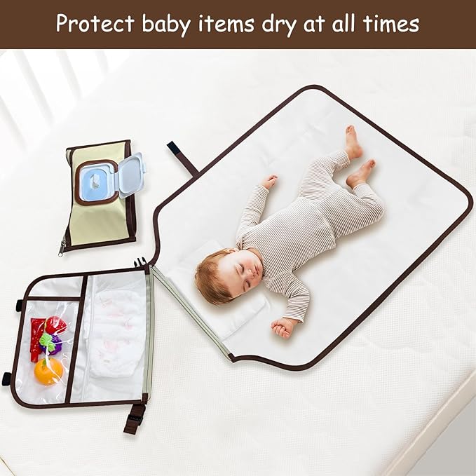Portable Diaper Changing Pad, Portable Diaper Changing Pad for Baby, Detachable Travel Changing Pad for Newborn Girl & Boy, Baby Changing Pad with Wipes Pocket, Gifts for Baby Shower