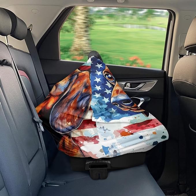 Belidome 4th of July Breastfeeding Cover American Flag Patriotic Nursing Cover Up Sausage Dog Baby Carseat Canopy