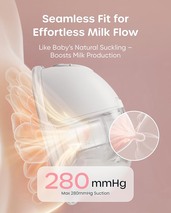 Nuliie S32 Wearable Breast Pump Hands-Free, More Private Electric Pump, 4 Modes 9 Suction Levels, 24mm Flange with 13/15/17/19/21mm Inserts, Easy Clean & Anti-Leak Design (2 Packs, White)
