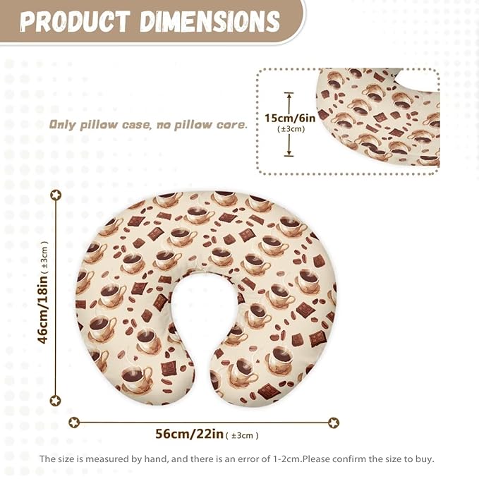 Chocolate and Coffee Nursing Pillowcase Newborn U-Shaped Breastfeeding Pillowcase Cushion Cover Soft and Easy to Clean