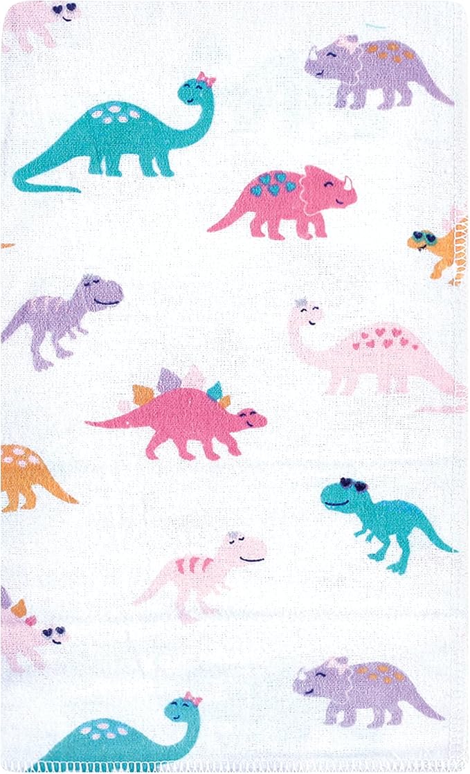 Luvable Friends Hudson Baby Flannel Burp Cloths 10pk, Pink Dinosaur