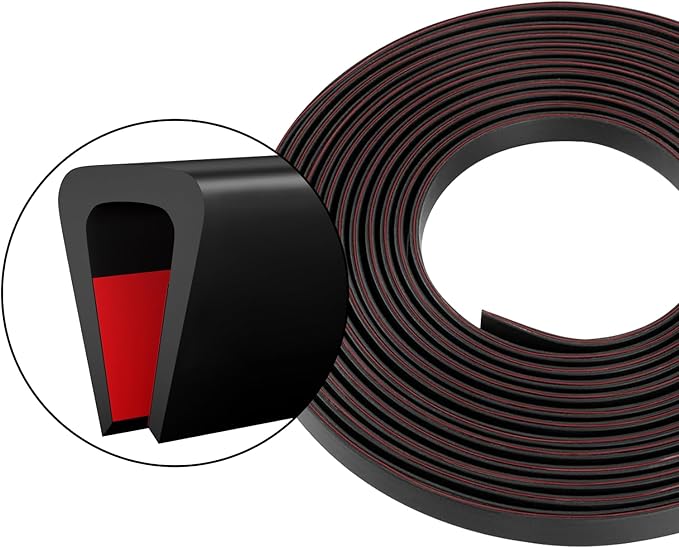 Silicone Edge Trim Self-Adhesive U Channel Silicone Edge Trim Edge Protector for Sheet Metal (Black, Fit 3/16" - L 10')