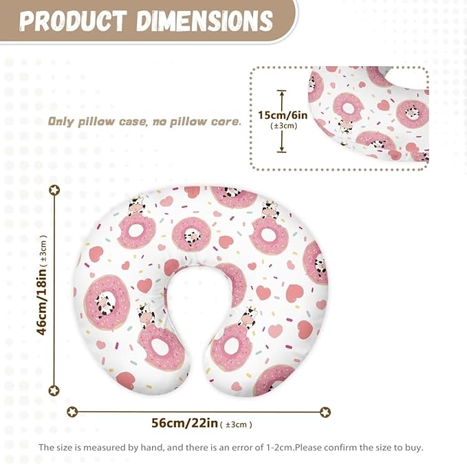 Donut Cow Nursing Pillow Cover Donut Cow Removable Cover for Breastfeeding Pillows, Ultra Soft Comfortable Slipcover Ultra Soft Snug Fits On Infant Nursing Pillow