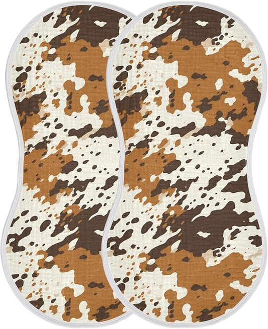 2Pcs Cow Print Burp Cloth,Unisex Large Absorbent Soft Cotton Muslin Burping Cloths for Newborn Boys Girls,11x22in,A110300