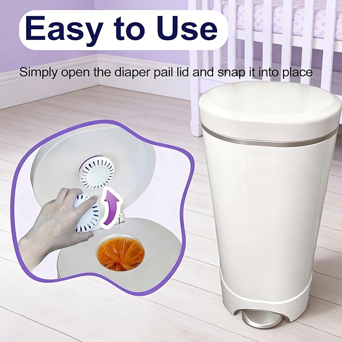 NewKe Puck Baking Soda Cartridge, 2 Puck Baking Soda Cartridge and 6 Lavender Scented Baking Soda Refills, Lavender Scent Baking Soda Diaper Pail Deodorizer for Munchkin Step Diaper Pail