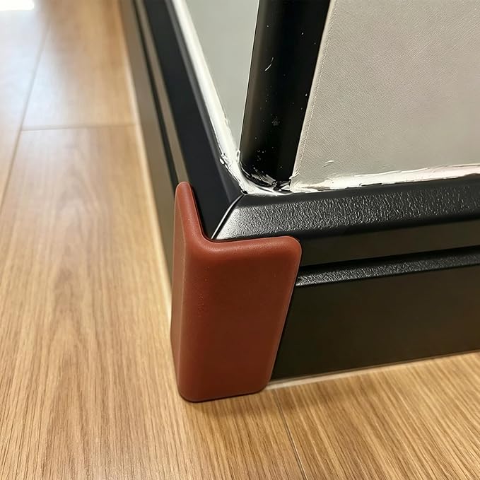 Self Adhesive Baseboard Corner Blocks, Thickened Rubber Corners Protectors Guards Trim for Wall,Furniture, Edge(Brown, 4PCS)