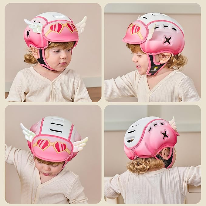 Baby Head Protector Baby Helmet for Crawling and Walking - No Bumps and Soft Safety Peak - Ultra Light and Adjustable Baby Head Protector Suitable for Babies 6-24 Months-Dreamy Angel
