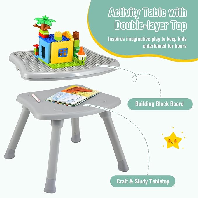 GLACER 8 in 1 Convertible Baby High Chair - Adjustable High Chairs for Babies and Toddlers with Removable Tray, Dual Cushions, Activity Table and Chair Set, Booster Seat, Stool (Gray)