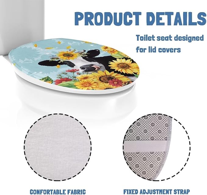 Cow Print Toilet Seat Covers - Polyester Fabric Soft Covers for Public Bathrooms and Long-Term Travel