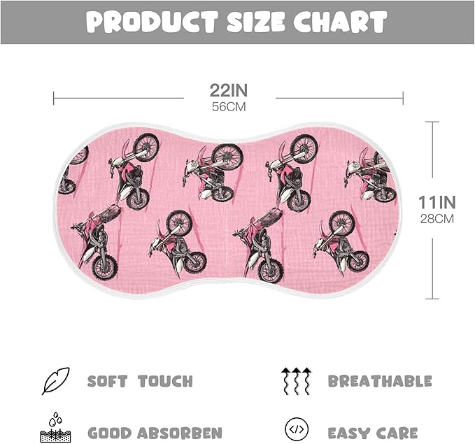 Dirt Bike Motocycles Burp Cloths Baby Boys Girls Absorbent Soft Cotton Burping Cloths Rags 2 Pack