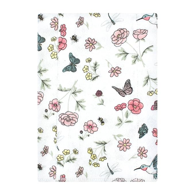 Hudson Baby Unisex Baby Cotton Flannel Burp Cloths, Hummingbird Garden 4 Pack, One Size
