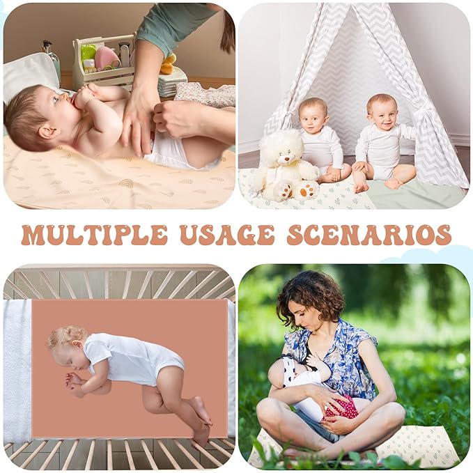 Geelin 4 Pcs 20" x 28" Leather Baby Changing Pad Wipeable Changing Pad Portable Waterproof Diaper Mat for Travel Home Toddler Infant Baby Shower Travel Gift, 4 Styles