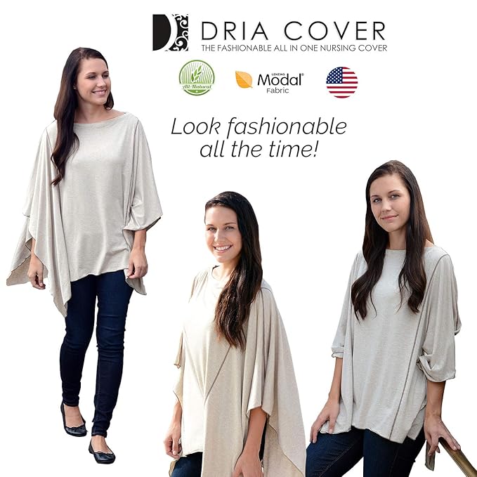 Solana Nursing Cover By Dria: Premium Breastfeeding Poncho made with Organic Modal Fabric.