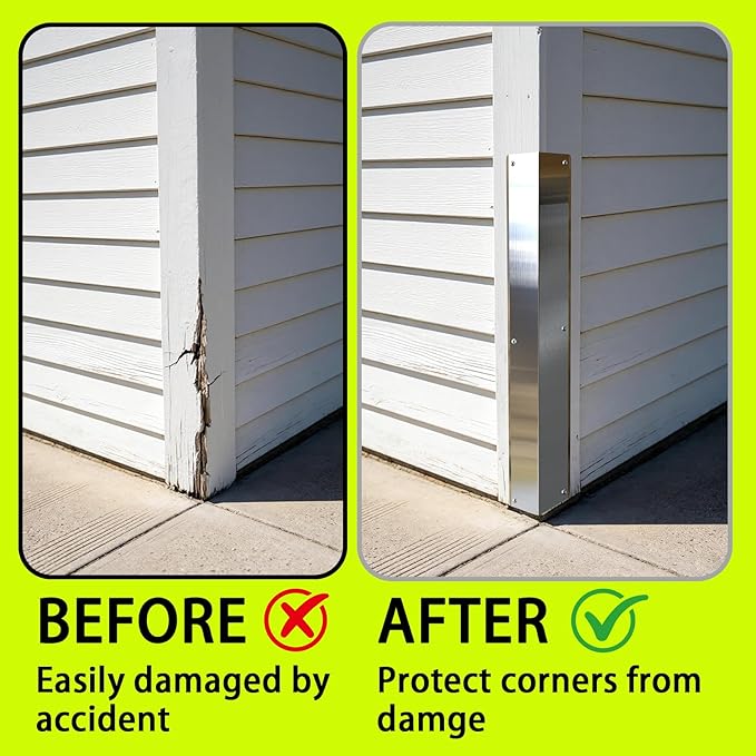 Pre-drilled Stainless Steel Wall Corner Guards 2x2x15.8 inch, Pack of 2 L Metal Wall Corner Protectors 304 Steel Corner Trim with 90° Angle Weed Whacking Protection for Outside Exterior Wall Repair