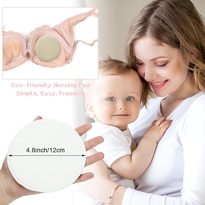 Sosation 30 Pcs Reusable Breast Pads Nursing Covers with Wet and Laundry Bag Floral Nipple Pads for Breastfeeding Mom Gift