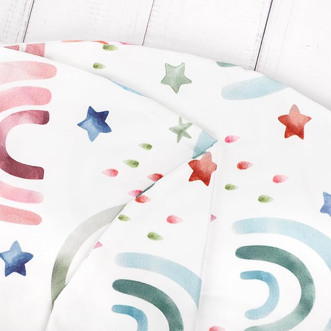 Nursing Pillow Cover, Breastfeeding Pillow Cover for Baby Girls Boys, Soft Stretchy Nursing Pillowcase for Infant Newborn, Removable Slipcover for Nursing Pillows, RainbowStar(Only Cover)