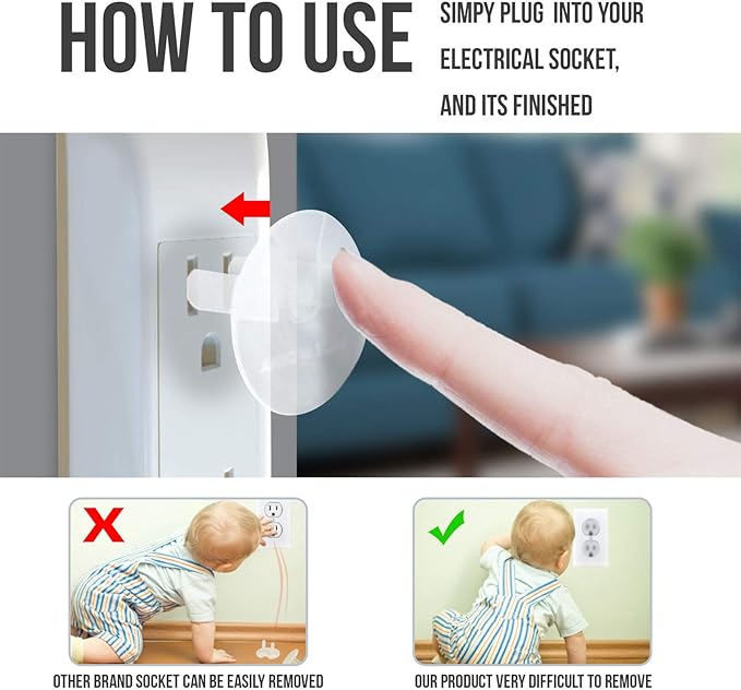 Tiny Patrol Clear Outlet Covers Babyproofing, Electric Plug Protectors, Childproof Socket Covers for Home and Office Protect Toddlers, Babies 15 Count